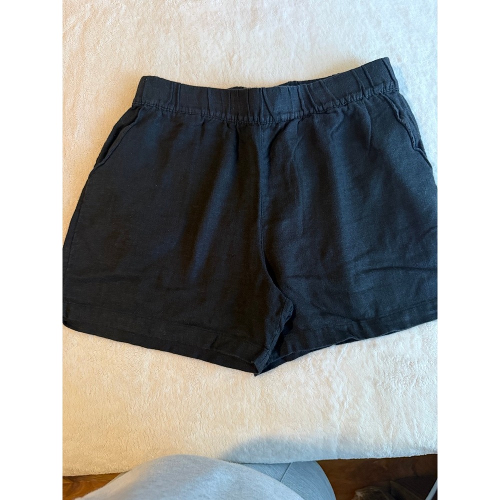 BlankNYC Black Linen Blend High Rise Elastic Waist Pull On Shorts Womens Medium